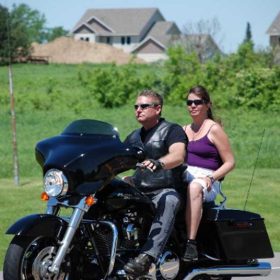 Ride For Wishes couple on a motorcycle